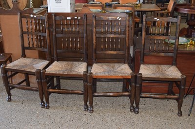 Lot 365 - Set of four rush seated dining chairs