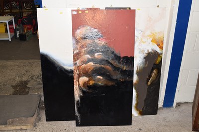 Lot 393 - A set of three modern abstract oil on board...