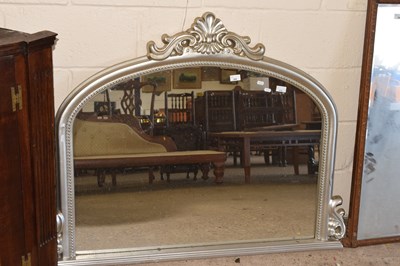 Lot 398 - Modern over mantel mirror in silvered finish...