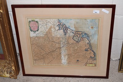 Lot 283 - A framed coloured map of German low countries