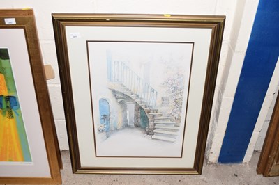 Lot 291 - A coloured print of a continental courtyard