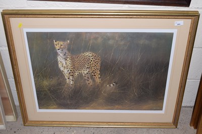 Lot 293 - Donaldson, coloured print of a Cheetah, framed...
