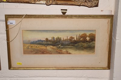 Lot 304 - H Laws, watercolour study of a riverside...