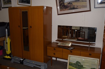 Lot 763 - Vintage Schrieber teak  double wardrobe and...