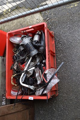 Lot 406 - Box of various assorted auto spares, lights,...