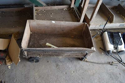 Lot 411 - A small metal framed and plywood hand cart
