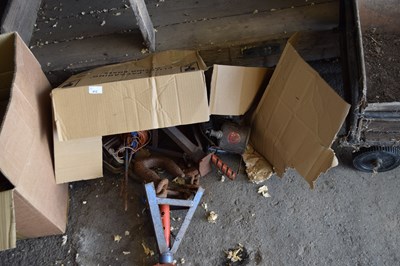 Lot 412 - One box of mixed items, blowtorch, block and...