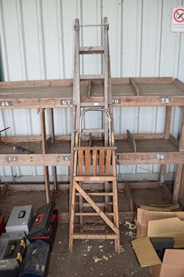 Lot 415 - A wooden step ladder and another smaller (2)