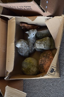 Lot 421 - Box of various garden animal ornaments, cast...