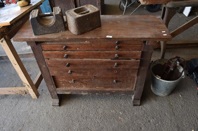 Lot 434 - A vintage wooden workshop chest of drawers