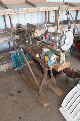 Lot 444 - A vintage electric lathe together with further...