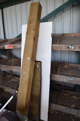 Lot 445 - A large wooden fence post together with a...