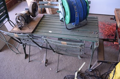Lot 458 - An iron framed and wood rectangular garden...