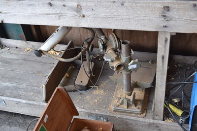 Lot 466 - A lathe attachment, pillar drill stand and a...