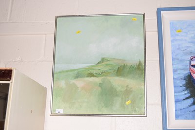 Lot 800 - R J Croft Grassy cliff view, oil on canvas,...