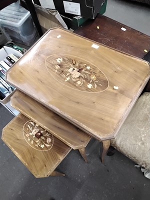 Lot 824 - A reptroduction Inlaid nest of tables - the...