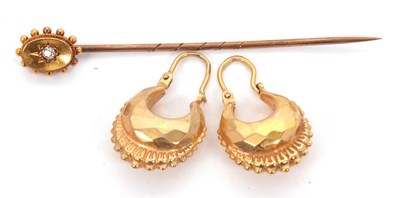 Lot 145 - A pair of Etruscan revival style earrings...