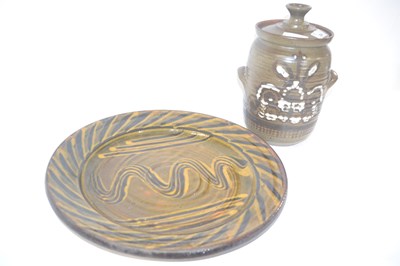 Lot 254 - C. Bowen (b.1943) Studio Pottery Slipware Charger and S. Calder Jar & Cover