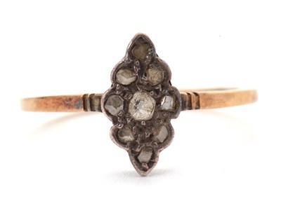 Lot 40 - A diamond ring, the marquise shape plaque set...