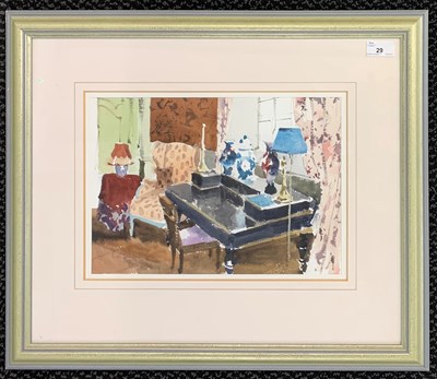 Lot 29 - John Yardley (British, b.1933), Interior scene,...