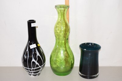 Lot 1 - Group of three Studio Glass vases, the largest...