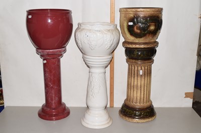 Lot 5 - Group of three ceramic jardinieres and stand,...