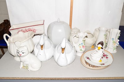 Lot 19 - Quantity of ceramic flower holders, two...