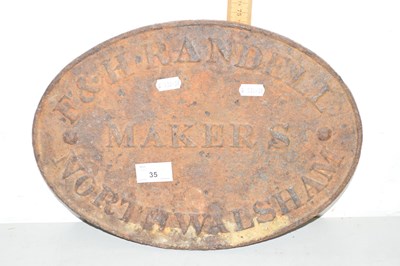 Lot 35 - A vintage metal sign signed F  & H Randell...