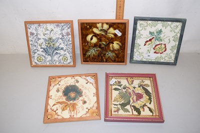 Lot 51 - Group of five ceramic plaques, all framed