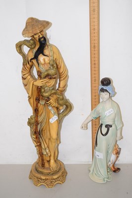 Lot 71 - An Oriental pottery model of a young girl...