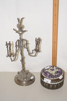 Lot 83 - Ceramic box and cover with metal mounts and...