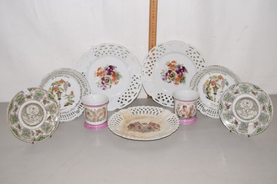 Lot 169 - A group of ceramic plates, two with floral...