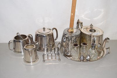 Lot 188 - Group of silver plated wares, teapot, sugar...