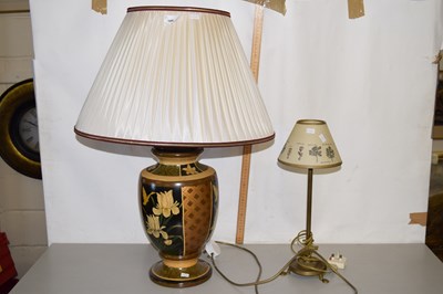 Lot 189 - A Cloisonne type table lamp together with a...