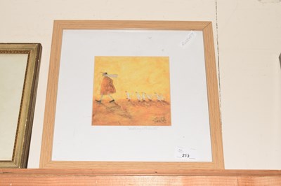 Lot 213 - A watercolour Walking with Ducks, indistinctly...