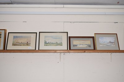 Lot 214 - Pair of watercolours of a Broads scene by G E...