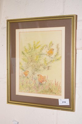 Lot 219 - Watercolour of birds, signed by Brian Roberts