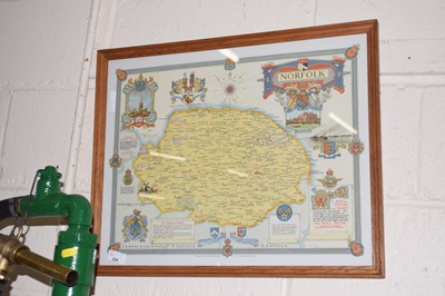Lot 224 - Framed map of Norfolk
