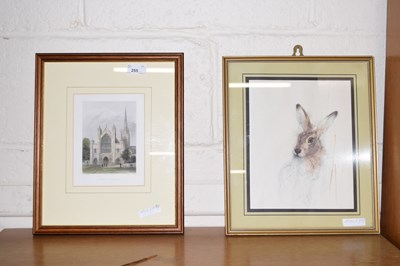 Lot 255 - Coloured print of Norwich Cathedral together...