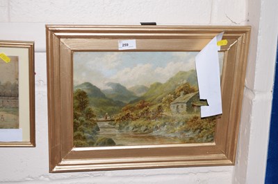 Lot 259 - Oil on board of a landscape scene, possibly...