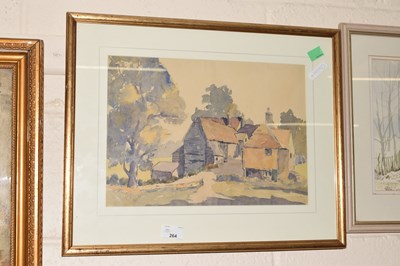 Lot 264 - Watercolour of farmhouse buildings