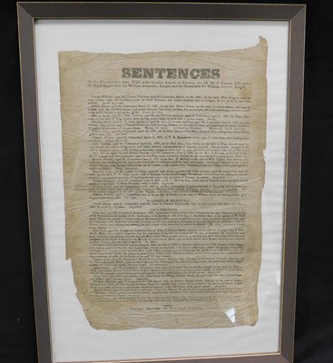 Lot 423 - SENTENCES OF THE PRISONERS THAT WERE TRIED AT...