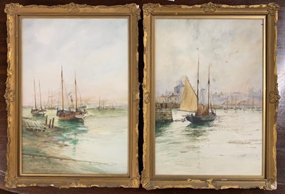Lot 34 - William Birchill (1884-1941), Pair of harbour...