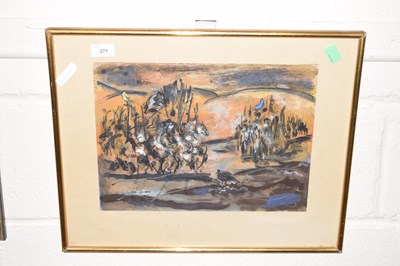 Lot 271 - Chalk and pastel of a scene of soldiers