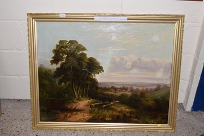 Lot 279 - Oil on canvas of a landscape and woodland scene