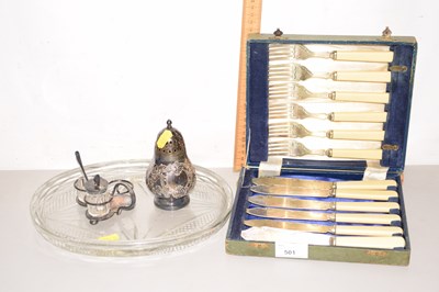 Lot 501 - Boxed set of plated fish knives and forks...