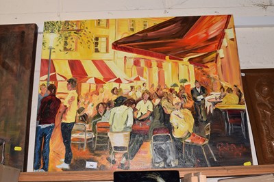 Lot 542 - Large oil on canvas of a street scene