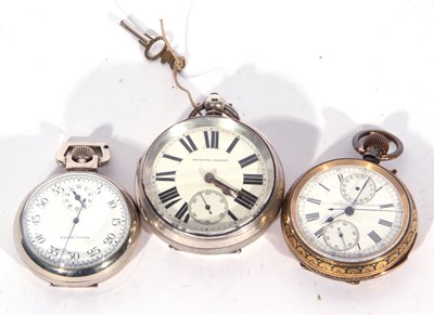 Lot 231 - Mixed Lot: two pocket watches and a stopwatch,...