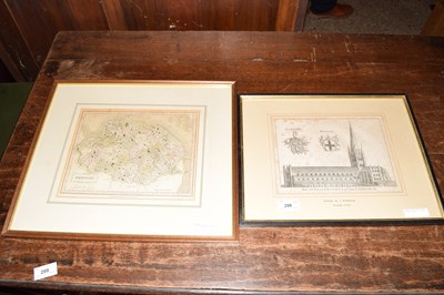 Lot 298 - Framed map of Norfolk together with framed...