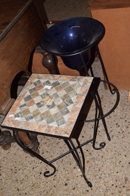 Lot 300 - A small metal occasional table together with a...